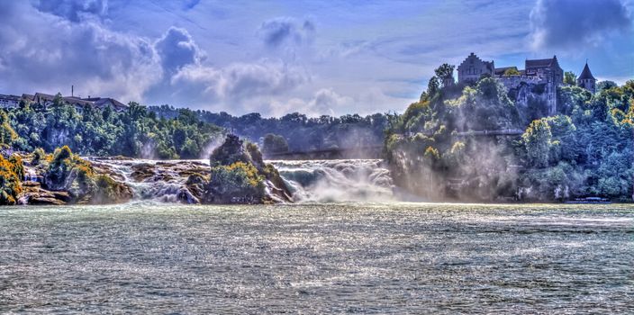 Famous big european Rhinefalls in Schaffhausen, Switzerland