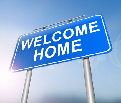 Illustration depicting a sign with a welcome home concept.