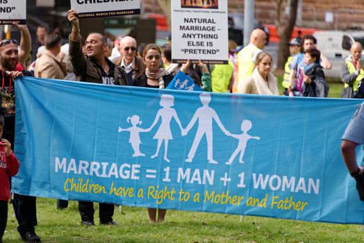 AUSTRALIA, Sydney: Amid ongoing discussion in federal government over marriage equality, New South Wales MP Reverend Fred Nile leads a Unity Australia rally from Belmore Park to Martin Place on September 20, 2015 to celebrate marriage and family and to protect traditional marriage