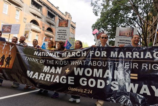 AUSTRALIA, Sydney: Amid ongoing discussion in federal government over marriage equality, New South Wales MP Reverend Fred Nile leads a Unity Australia rally from Belmore Park to Martin Place on September 20, 2015 to celebrate marriage and family and to protect traditional marriage