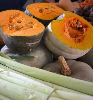 picture of an organic pumpkins for sale in a market