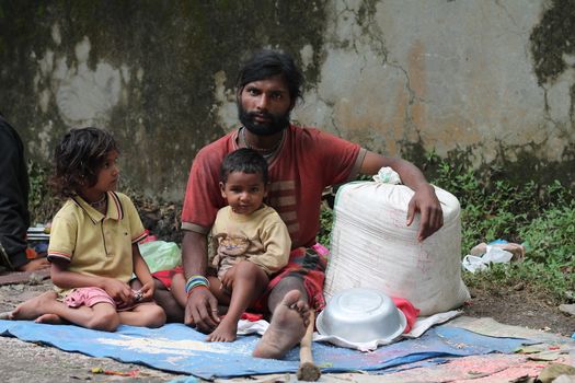 NEPAL: An itinerant Indian family from Bombay photographed in Lalitpur, Godwari in Nepal. Sanjay Singh Ghosle (3) does not go to school and begs on the streets with his father.Mahendra Singh Ghosle gave permission to take the pictures.A collection of pictures by Newzulu photographer Anish Gajurel capturing the hardship of life on the poverty line in Nepal.   