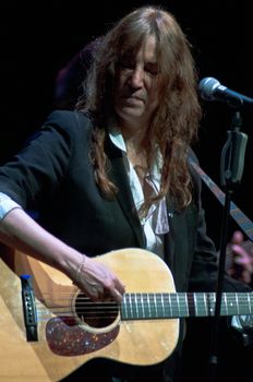 FRANCE, Paris : American artist Patti Smith sings her very first album Horses released in 1975 in La Cit� de la Musique in Paris on January 17, 2011. 