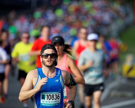 AUSTRALIA, Sydney: A participant competes in the Sydney Running Festival on September 20, 2015. Around 30,000 participants took part in the 15th Sydney Running Festival which incorporates a 42km marathon, a half marathon, a 9km bridge run as well as a 3.5km family fun run