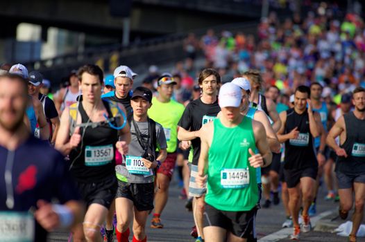 AUSTRALIA, Sydney: Participants compete in the Sydney Running Festival on September 20, 2015. Around 30,000 participants took part in the 15th Sydney Running Festival which incorporates a 42km marathon, a half marathon, a 9km bridge run as well as a 3.5km family fun run