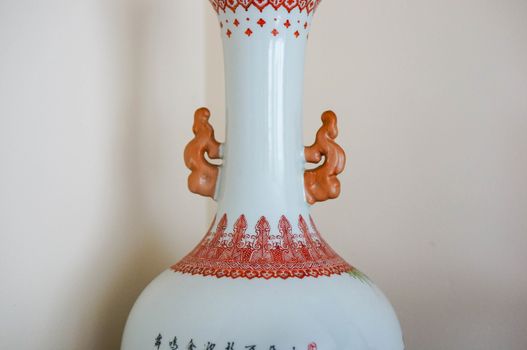 Close up of a white vase