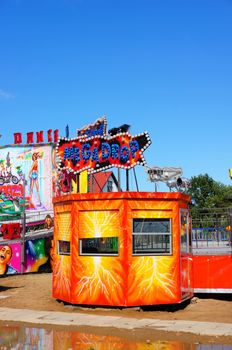 USTRONIE MORSKIE, POLAND - JULY 20, 2015: Ticket counter of a attraction at a fair 