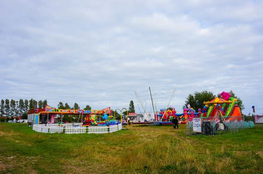 SIANOZETY, POLAND - JULY 20, 2015: Small fair with different attractions