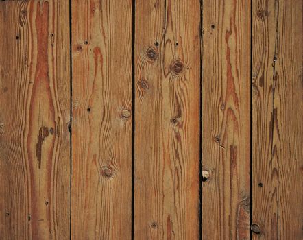 Old vintage rustic aged antique wooden sepia panel with vertical gaps, planks and chinks