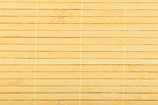 Bamboo wooden light yellow wicker braided mat with thread background