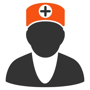 Doctor glyph icon. Style is bicolor flat symbol, orange and gray colors, rounded angles, white background.