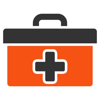 First Aid Toolbox glyph icon. Style is bicolor flat symbol, orange and gray colors, rounded angles, white background.