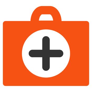 First Aid glyph icon. Style is bicolor flat symbol, orange and gray colors, rounded angles, white background.