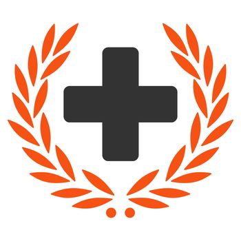Medical Glory glyph icon. Style is bicolor flat symbol, orange and gray colors, rounded angles, white background.