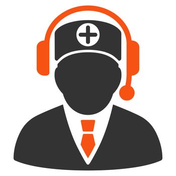 Medical Operator glyph icon. Style is bicolor flat symbol, orange and gray colors, rounded angles, white background.