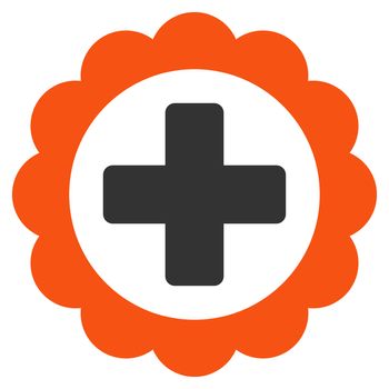 Medical Sticker glyph icon. Style is bicolor flat symbol, orange and gray colors, rounded angles, white background.