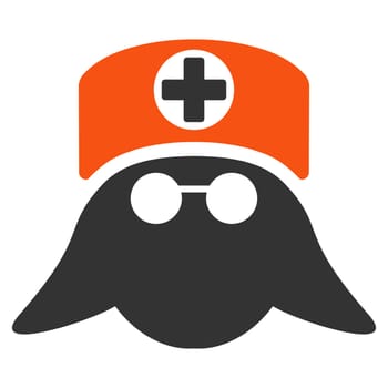 Nurse Head glyph icon. Style is bicolor flat symbol, orange and gray colors, rounded angles, white background.