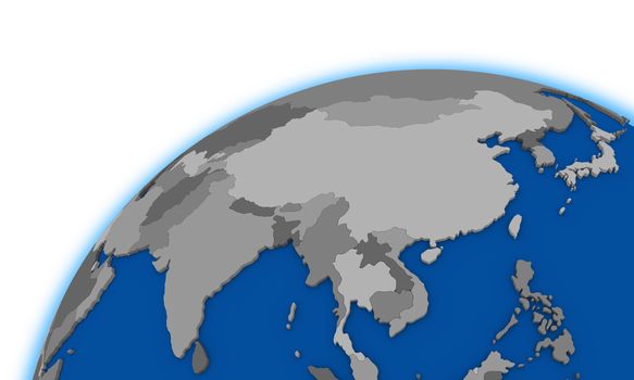 southeast Asia on globe, political map
