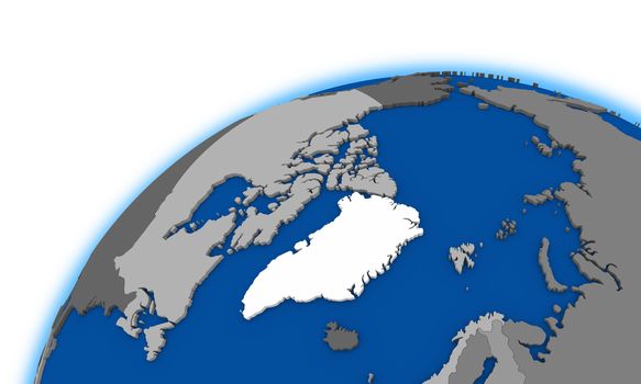 Arctic north polar region on globe, political map