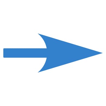 Arrow Axis X icon from Primitive Set. This isolated flat symbol is drawn with cobalt color on a white background.