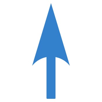Arrow Axis Y icon from Primitive Set. This isolated flat symbol is drawn with cobalt color on a white background, angles are rounded.