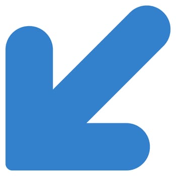 Arrow Down Left icon from Primitive Set. This isolated flat symbol is drawn with cobalt color on a white background, angles are rounded.