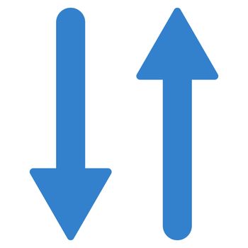 Arrows Exchange Vertical icon from Primitive Set. This isolated flat symbol is drawn with cobalt color on a white background, angles are rounded.