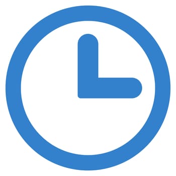 Clock icon from Primitive Set. This isolated flat symbol is drawn with cobalt color on a white background, angles are rounded.