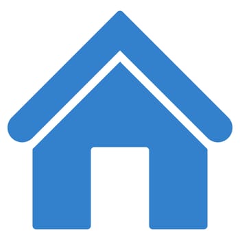 Home icon from Primitive Set. This isolated flat symbol is drawn with cobalt color on a white background, angles are rounded.