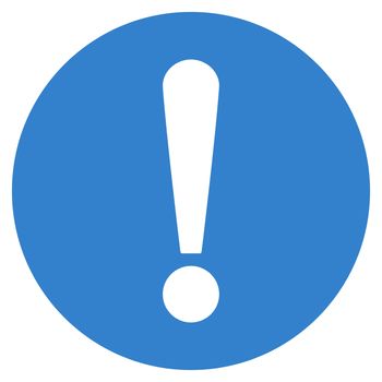 Problem icon from Primitive Set. This isolated flat symbol is drawn with cobalt color on a white background, angles are rounded.