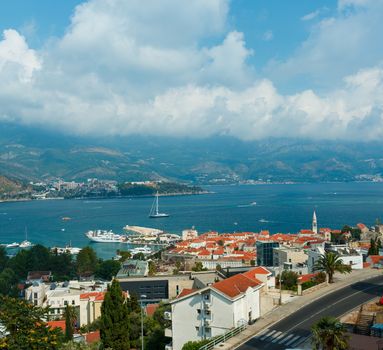 Top view of the seacoast of Budva, Montenegro, Balkans