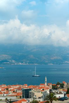 Top view of the seacoast of Budva, Montenegro, Balkans