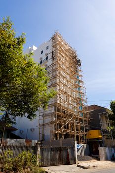 special asian technology of scaffolding made by bamboo, Manado, North Sulawesi, Indonesia