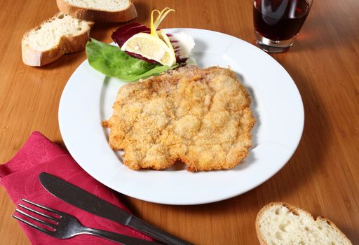 breaded cutlet with vegetables