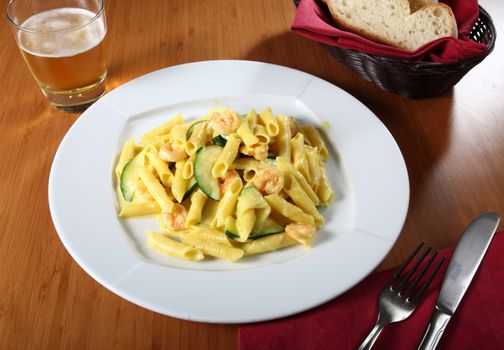 plate of macaroni with vegetables