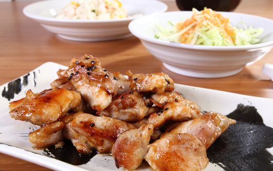 Japanese menu with grilled chicken