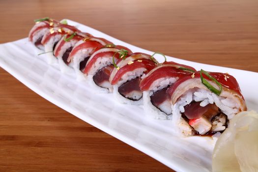 sushi on rectangular plate