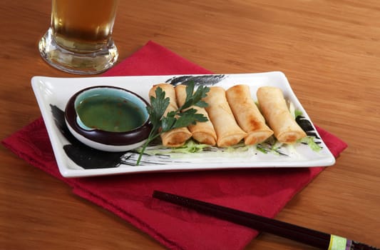  Japanese cuisine rolls on plate decorated
