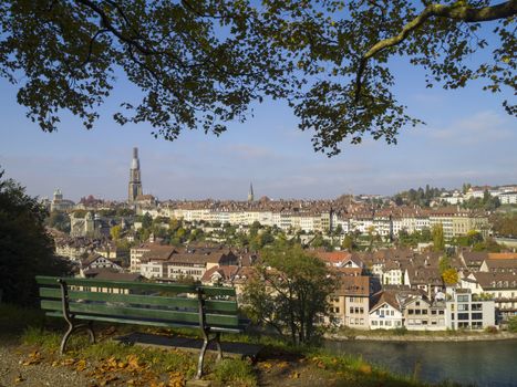 Cityscape of Bern or Berne, the capital city of Switzerland. In 1983 the historic old town in the centre of Bern became a UNESCO World Heritage Site.