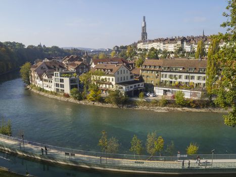 Cityscape of Bern or Berne, the capital city of Switzerland. In 1983 the historic old town in the centre of Bern became a UNESCO World Heritage Site.