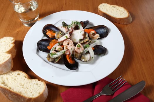 plate of seafood salad