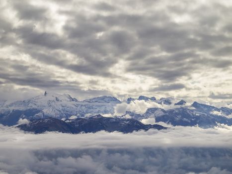 Beautiful Swiss Alps viewed from Mount Pilatus in Switzerland.