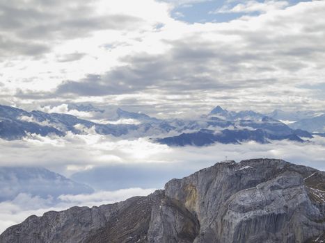 Beautiful Swiss Alps viewed from Pilatus mountain in Switzerland.