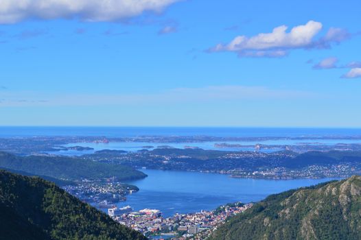 A panoramic view of the Norwegian city of Bergen.