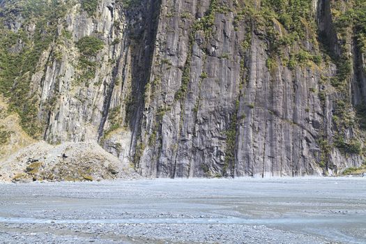 Glacial valley landscape, Fox Glacier, Westland Tai Poutini National Park on the West Coast of the South Island, New Zealand.