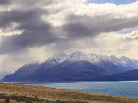 Colorful Mt.Cook valley and Lake Pukaki, Aoraki Mount Cook National Park, South Island, New Zealand.