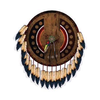 3D digital render of a native American shield isolated on white background