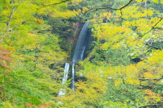 Mikaerino-taki (the look back waterfalls) in Dakigaeri Gorge, Senboku city, Akita prefecture, Tohoku region, Japan.