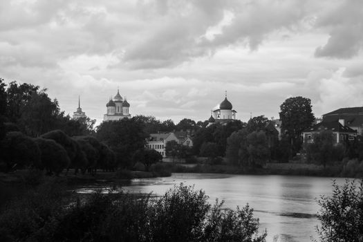 river of Pskov against the Kremlin and the Church