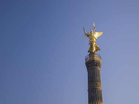 The Siegessaeule (Berlin Victory Column) in Berlin, Germany.  The Victory Column stands in Tiergarten, is one of the most representative landmarks in Berlin